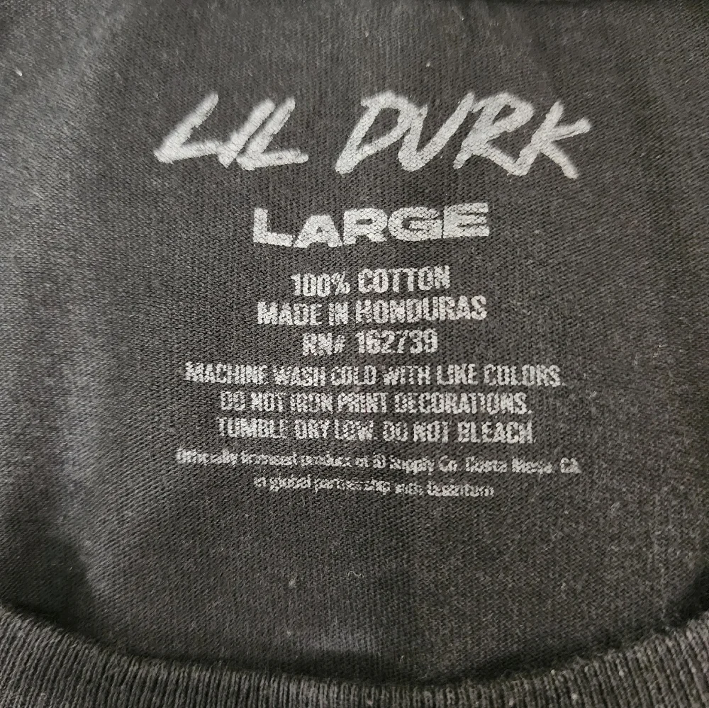 Lil Durk 100% Cotton Black Graphic T-Shirt Men's Large Used - Picture 2 of 3